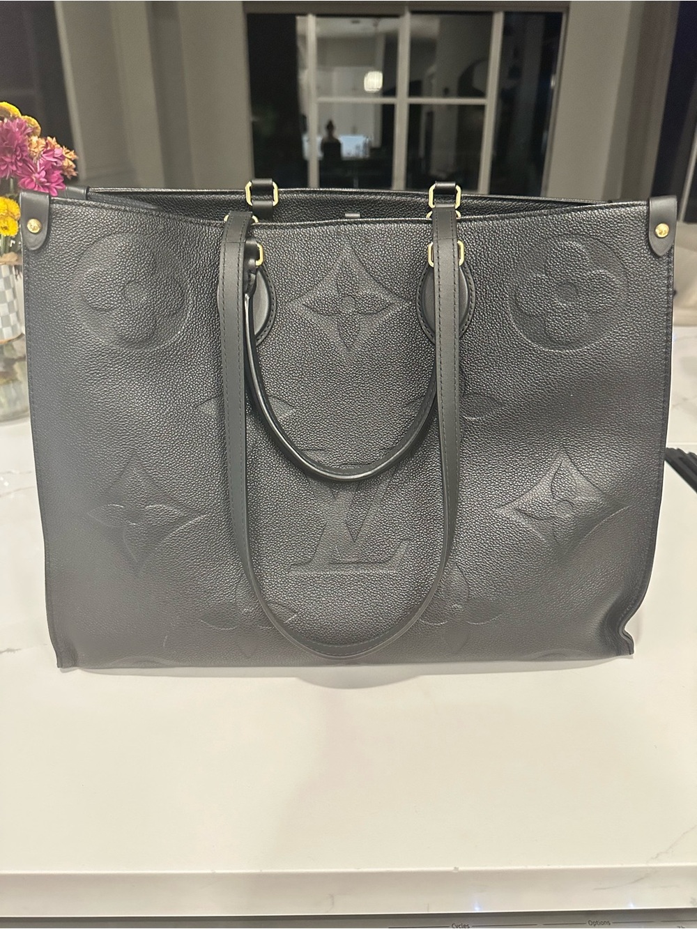 Louis Vuitton Black Embossed Monogram Leather Tote